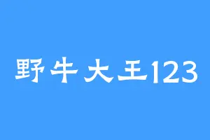 野牛大王123