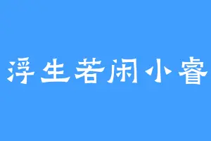 浮生若闲小睿